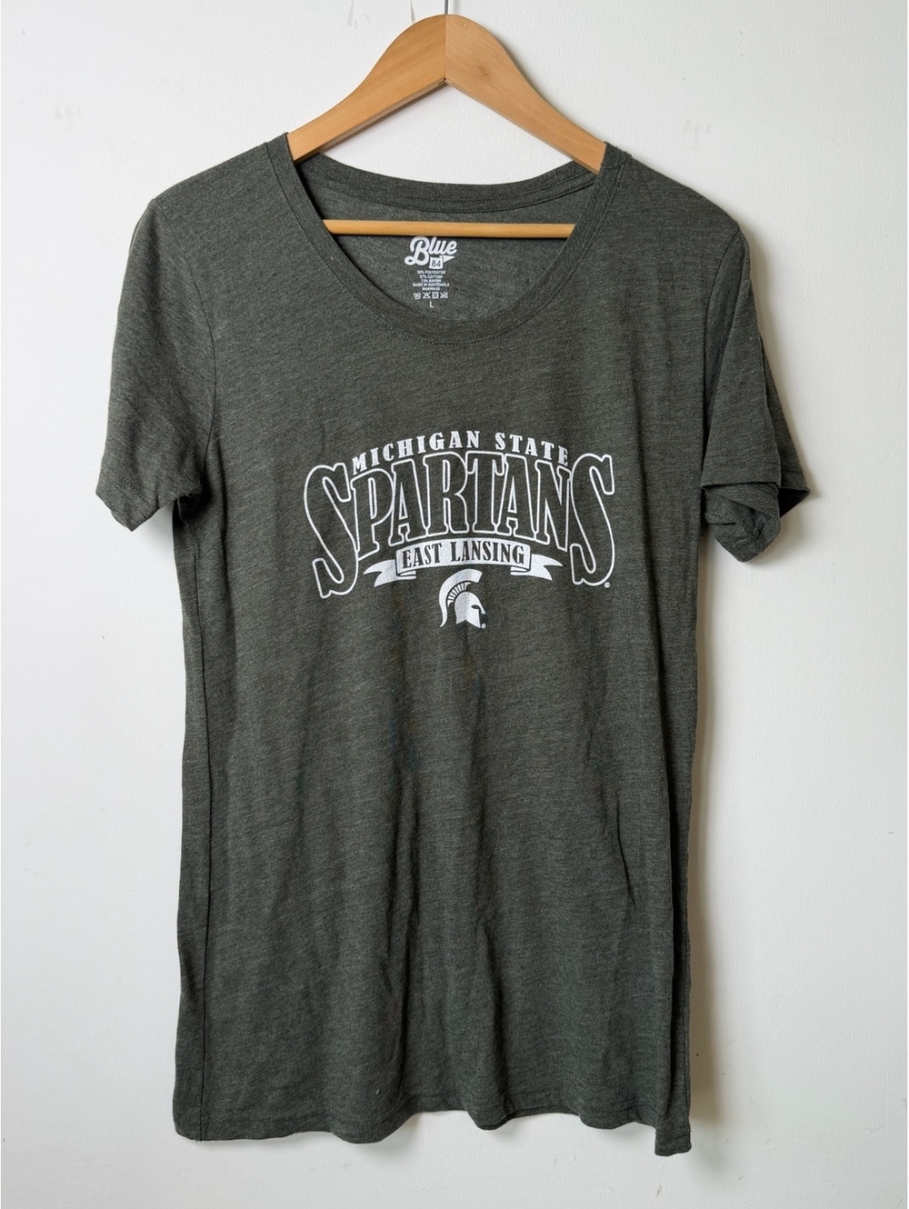 Michigan State Spartans Blue 84 Gray T Shirt women’s large